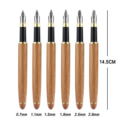 1PC Bamboo Calligraphy Art Fountain Pen Broad Stub Chisel-po