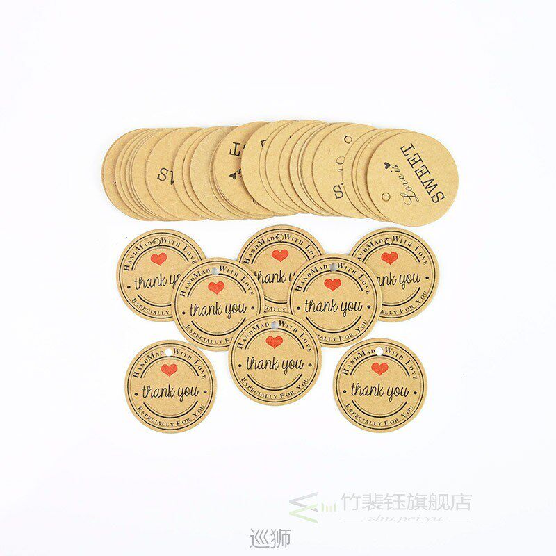 100pcs round kraft paper gift tag thank you hand make label