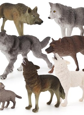 7Pcs Wolf Toy Figurines Set Gray Wolf Simulation Wolves Acti