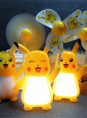 Cartoon Pikachu Fan Mini Night Lights Charge Handheld Hand H
