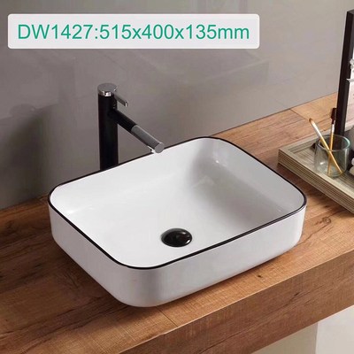 White and Black Washbasin Ceramic Bathroom Sinks  Glass Vess