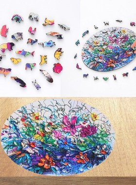 Flowers Wooden Animal Jigsaw Puzzles For Adult Kids Educatio