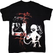 Y2K亚比动漫anime短袖 AT荒诞小镇 暗黑二次元 黑红叠穿圆领240gT恤