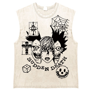 Death anime二次元 Note夜神月琉克 重磅做旧白水洗砍袖 AT荒诞小镇