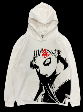 AT荒诞小镇NARUTO我爱罗Gaara二次元ins日漫连帽卫衣街头少年滑板