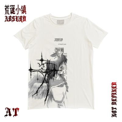AT荒诞小镇 lain铃音暗黑anime哥特怪诞病娇Yandere双层领短袖T恤