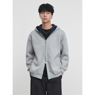 亦止『叠韵』420G重磅百搭卫衣男秋冬季新款美式连帽衫拼色外套潮