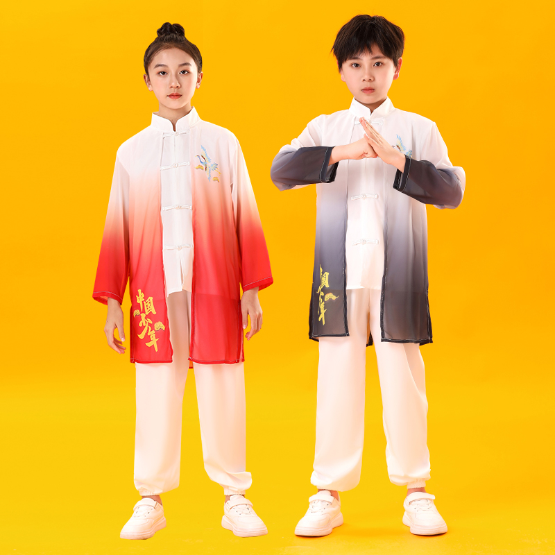 儿童武术练功服少儿功夫训练服中国风运动会演出服男女童太极表演