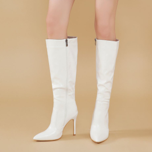 Spring High-heeled Shoes pu leather pointed-toe women boots