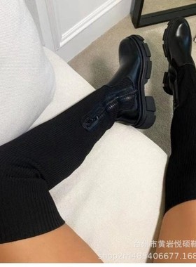 big size 43 women thigh high boots winter long Flats Shoes