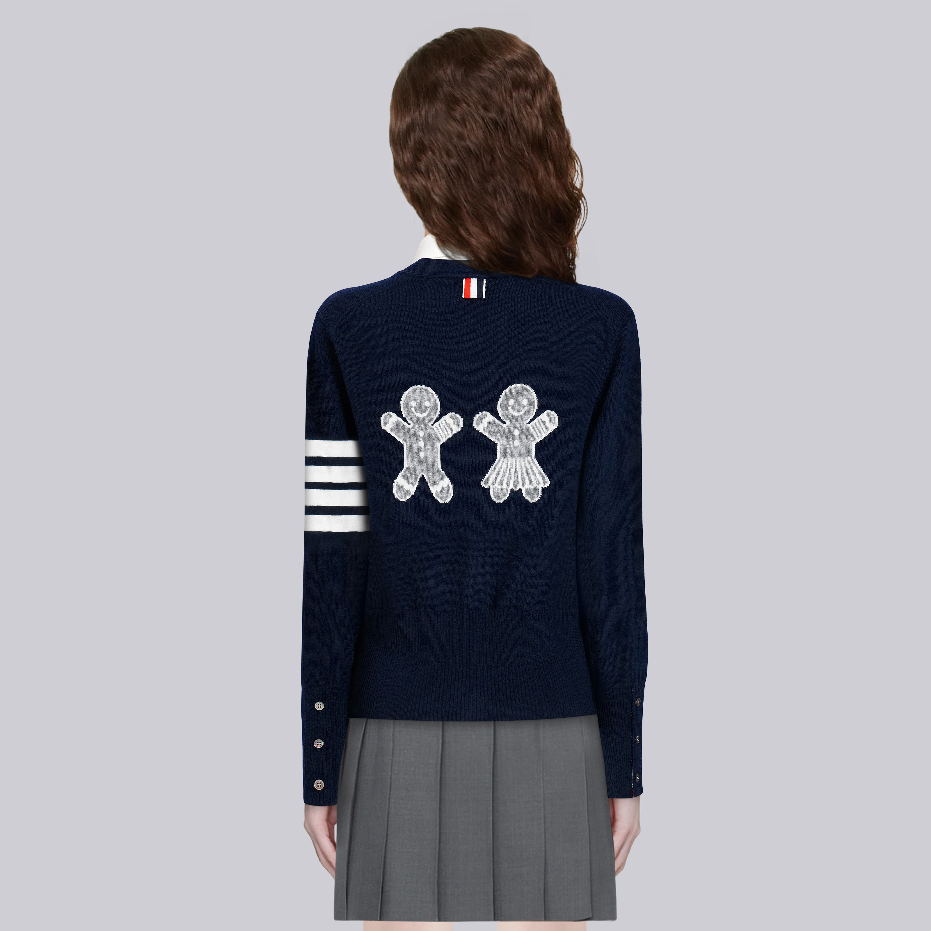 TB秋冬新款饼干人针织开衫女tb学院风四道杠显瘦百搭简约高级外套