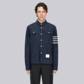 TB新款 简约高级潮流百搭 外套POLO领tb男女同款 经典 四道杠牛仔衬衫