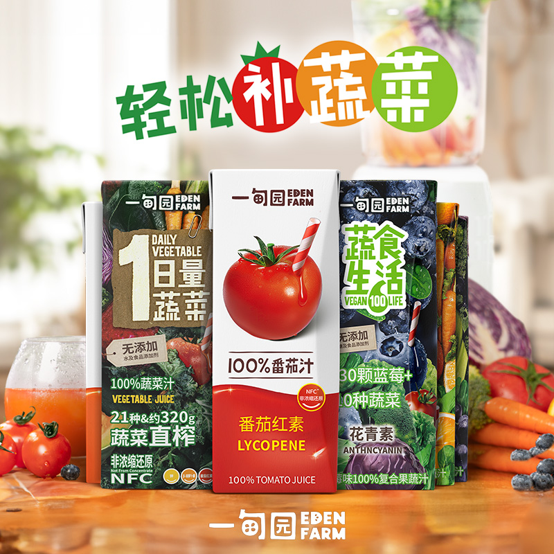 一甸园100%蔬菜汁 蔬食生活100%果蔬汁 轻松补蔬菜200mL*10盒w 咖啡/麦片/冲饮 纯果蔬汁/纯果汁 原图主图