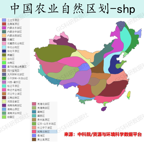 中国农业自然区shp数据