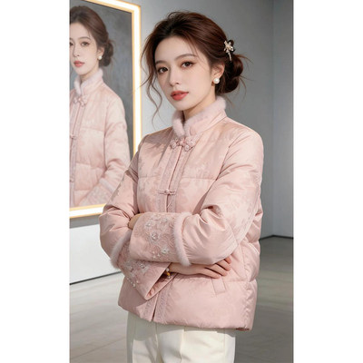 新中式国风盘扣晋江棉服女士秋冬2026年新款加厚保暖气质立领外套