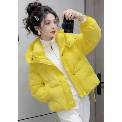 超好看时尚减龄百搭糖果色连帽加厚棉服外套女冬季面包服小个子潮