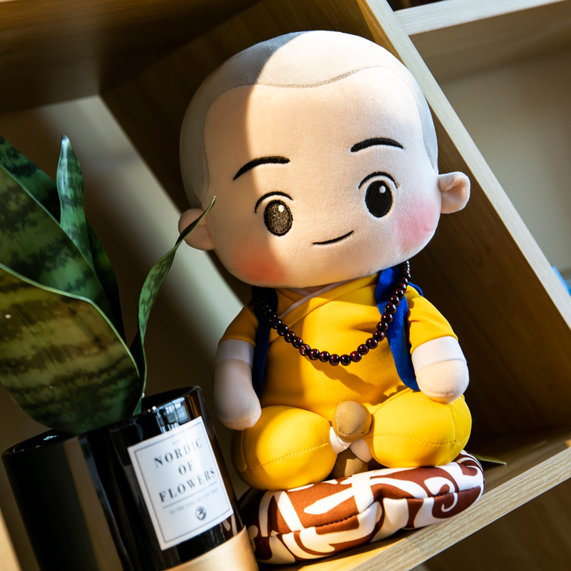 可爱打坐一禅小和尚毛绒玩具一休公仔布娃娃男孩睡觉抱枕生日礼物
