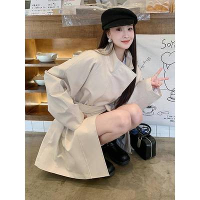 立领短款风衣外套女小个子2025早春新款英伦风高级感春秋气质大衣