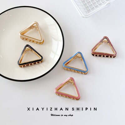 Simple alloy oil dripping grip hollow triangle hair grip bac