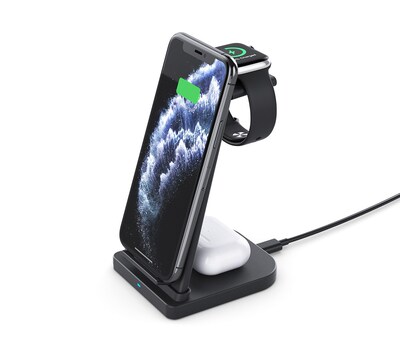 3 in 1 Qi Wireless Charger For Samsung S20 S10 iPhone 11 XR