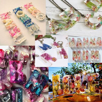Crystal Epoxy Resin Mold Alphabet 26 Letters Pendants Castin