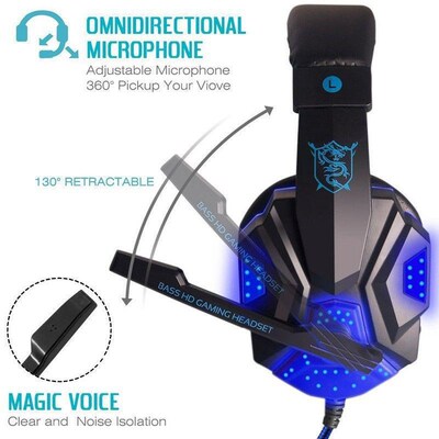 Gaming Headsets Big Headphones with Mic Stereo Earphones Dee
