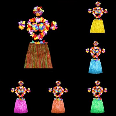 Girl Dress Up Plastic Fibers Dance Festival Hawaiian Costume