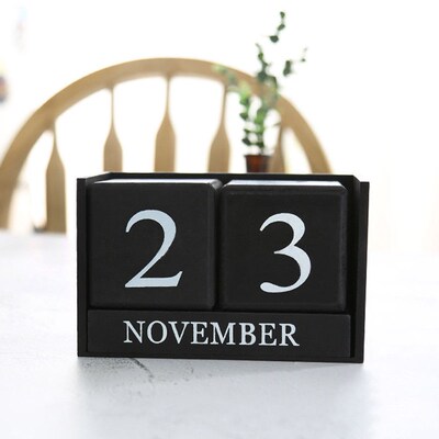 Wood-Calendar Office-Decor Desktop-Decoration Diy-Block Home