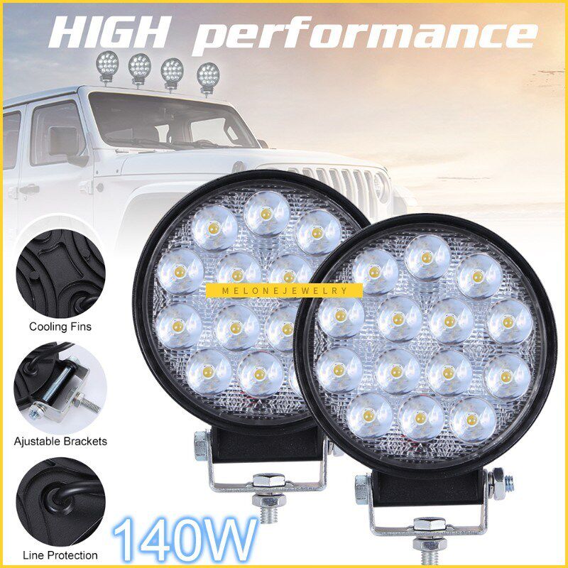 2pcs 140W 6000K 14000LM Circular Waterproof LED Work Light