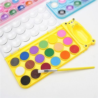 Children's beginner solid watercolor paint 12 18 colors set