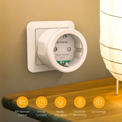BlitzWolf 3680W 16A E  WIFI Smart Outlet Socket Remote Contr