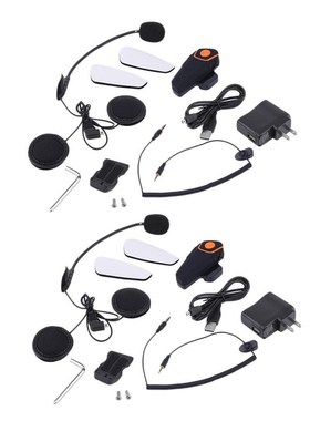 2 Sets US Plug 1000m Waterproof Motorcycle Helmet Bluetooth