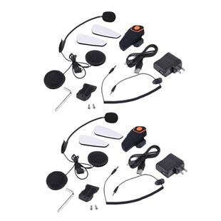 2 Sets US Plug 1000m Waterproof Motorcycle Helmet Bluetooth