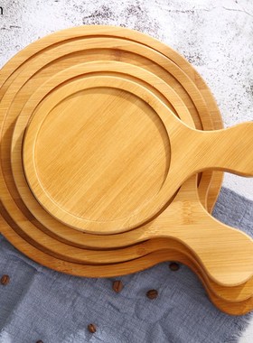 Bamboo Wood Trays Decorative Pizza Plate Tabletop Dinner Pla