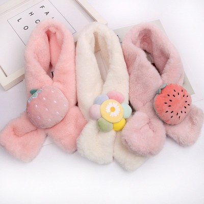 Kids Super Soft Coral Velvet Scarf Toddler Girl Cute Muffle