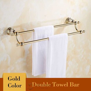European Bathroom Accessories Set Shiny Gold Crystal Towel R