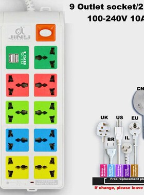 3m extension cable power outlet usb switch socket with AU EU