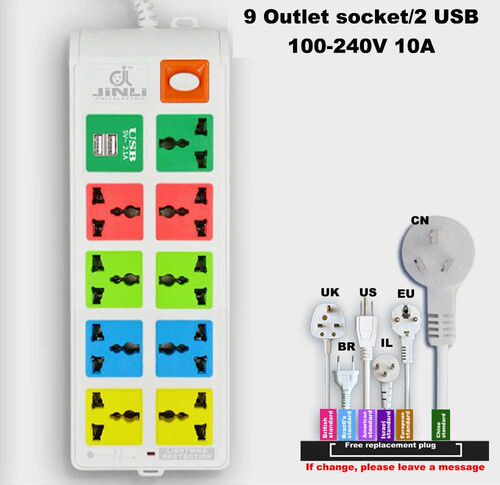 3m extension cable power outlet usb switch socket with AU EU