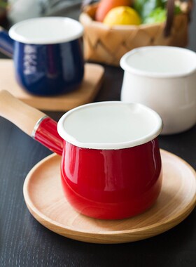 MDZF SWEETHOME 500ml Milk Pot With Wooden Handle Enamel Butt