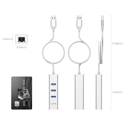 3-Port USB 3.0 Hub with Gigabit Ethernet Network RJ45 LAN Ad