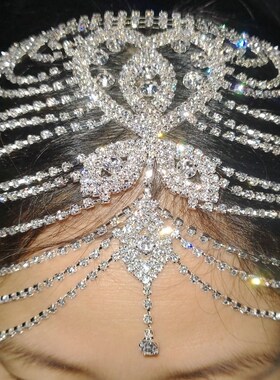 Bridal Headpiece Crystal Rhinestone Chain Flapper Cap Weddin