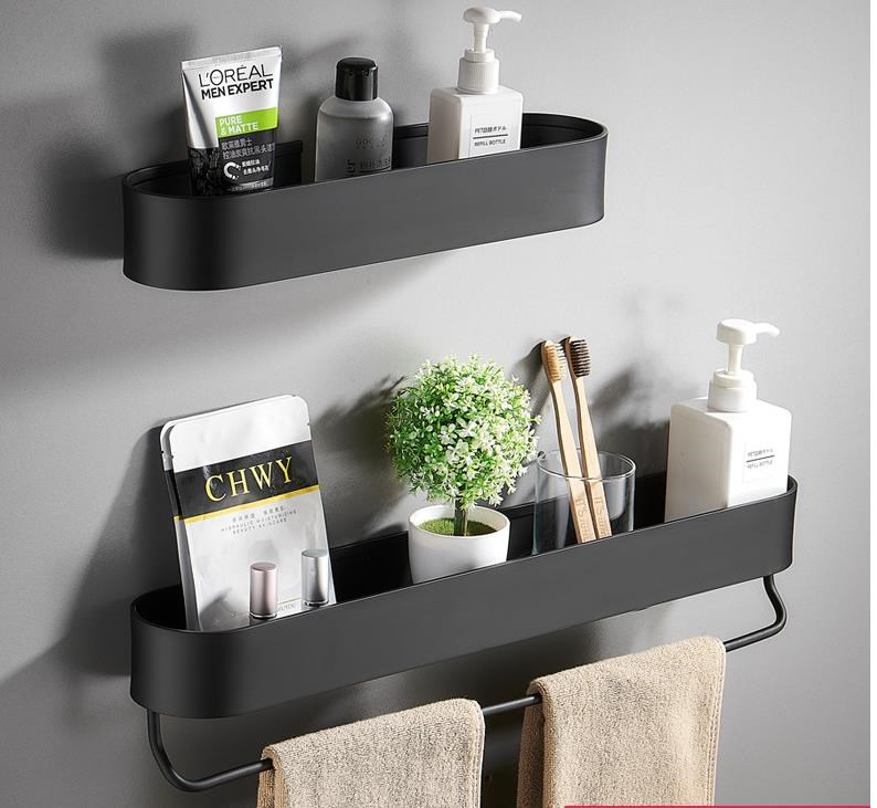 Black Bathroom Shelf 30/40/50 cm Kitchen Wall Shelves Showe