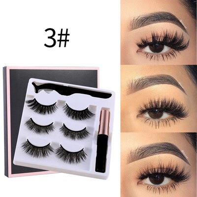 Magnetic Eyelashes and Eyeliner set Natural long 3D Eye Lash