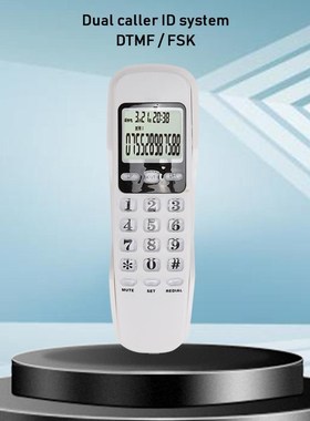 DTMF/FSK Mini Wall Telephone Incoming Dual Caller ID LCD Dis