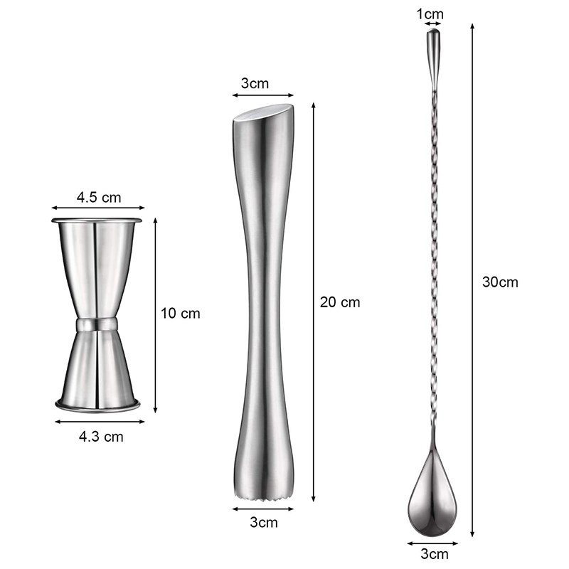 Cocktail Shaker Set, Stainless Steel Cocktail Muddler, Doubl