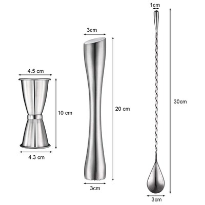 Cocktail Shaker Set, Stainless Steel Cocktail Muddler, Doubl