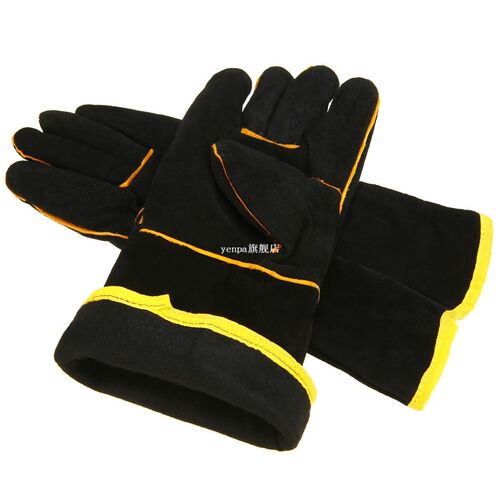 1 Pair Black Welding Protective Gloves Heavy Duty Mig Weldin