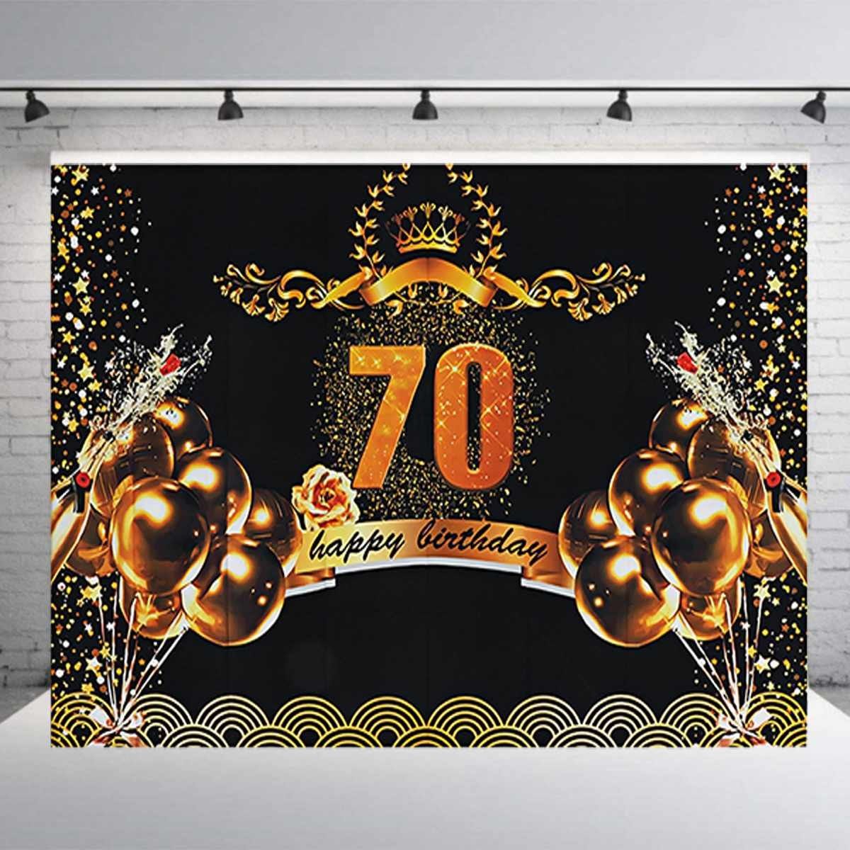 40/50/60/70th happy birthday party gold dots banner party po