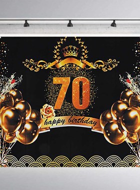 40/50/60/70th Happy Birthday Party Gold Dots Banner Party Po