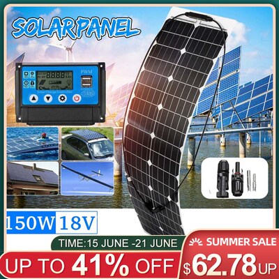 150W 18V Solar Panel Monocrystalline Solar Cell DIY Module C
